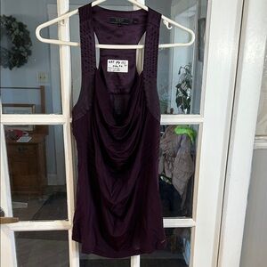 GUESS Satin Tank Top in Deep Plum
